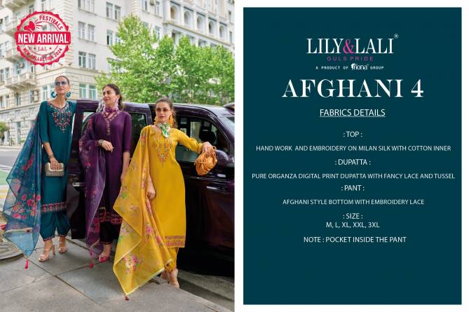 Afghani Vol 4 By Lily And Lali Embroidery Silk Readymade Suits Wholesale Shop in Surat
